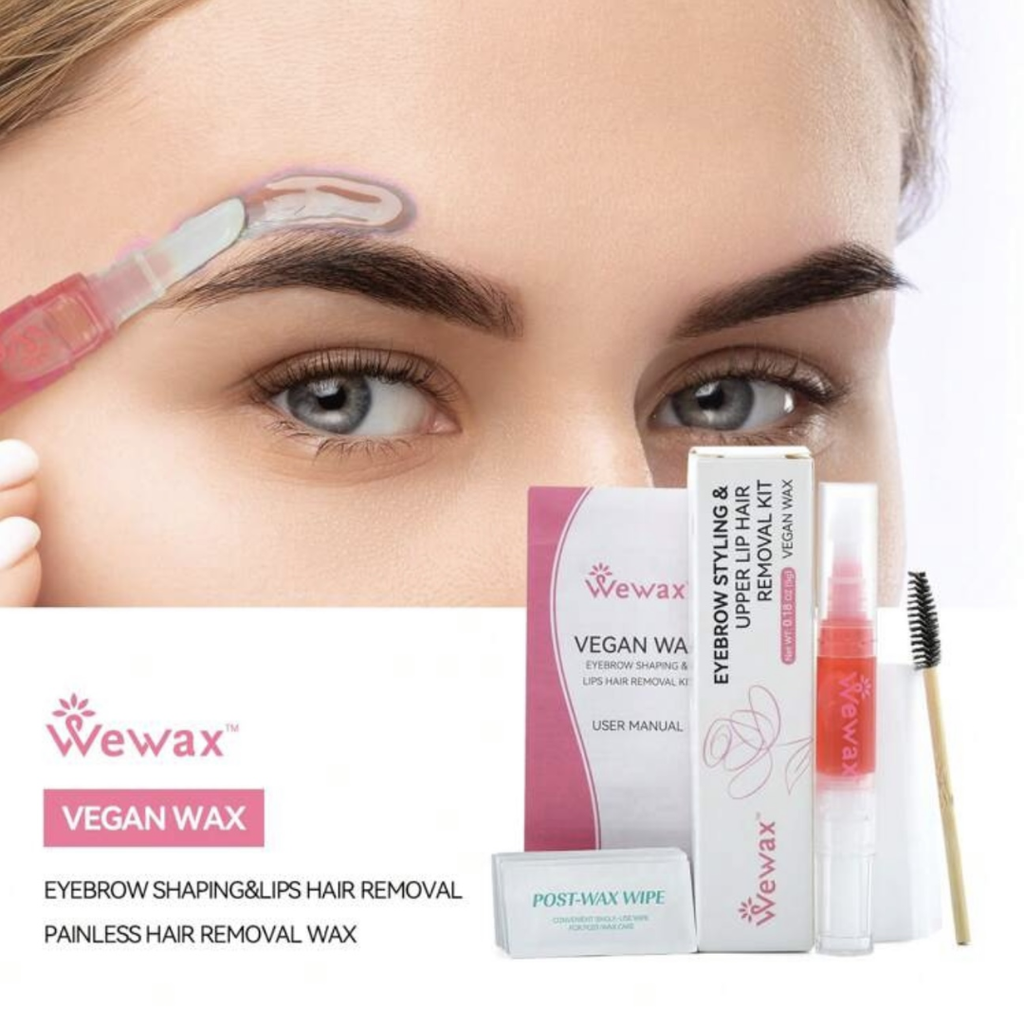 WAXKISS Eyebrow & uppser lip Hair Removal Kit ( 20 Mini Wax Strips + Eyebrow Wax Stick + Eyebrow Brush+ Post-Wax Care Wipes)